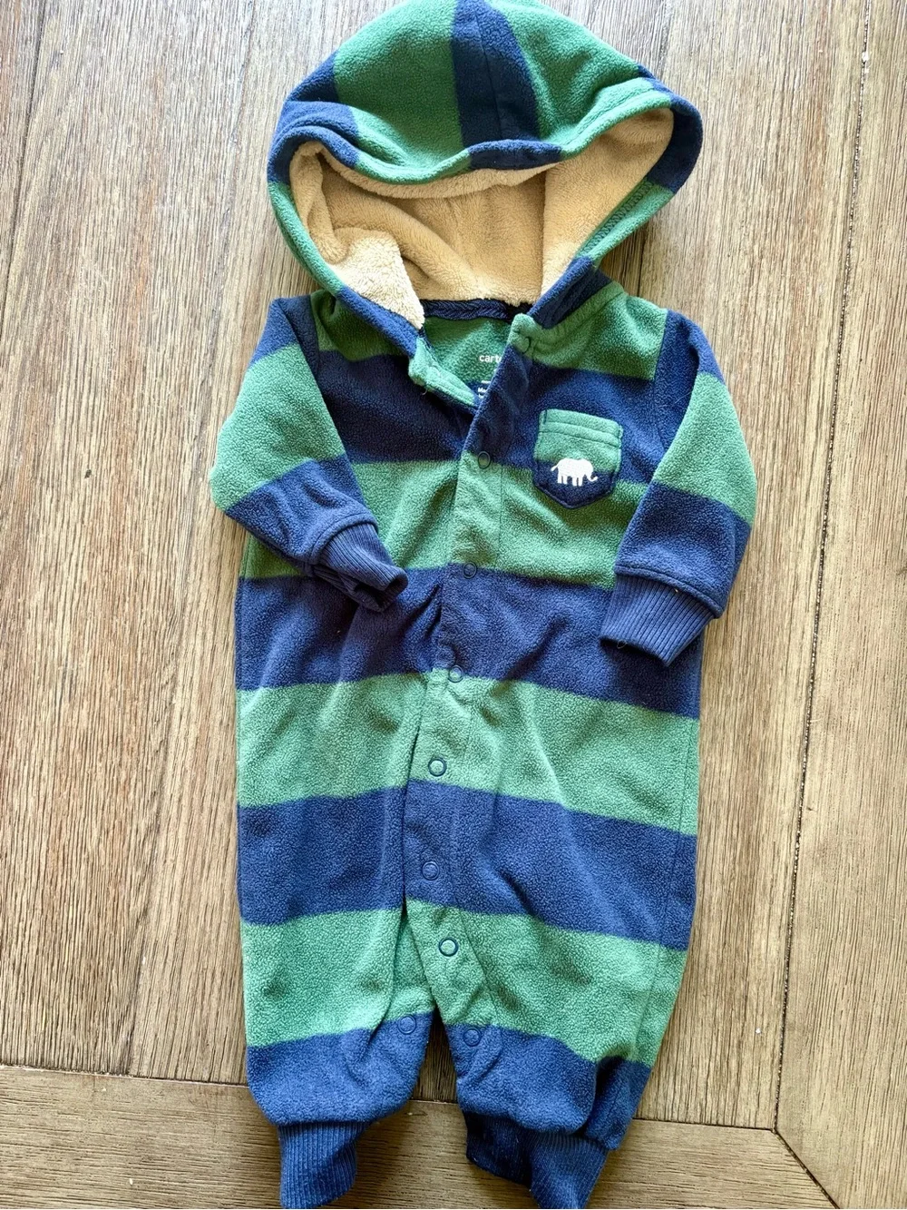 Carter's Set of Fleece Hooded One-Pieces- Red/Grey and Green/Navy